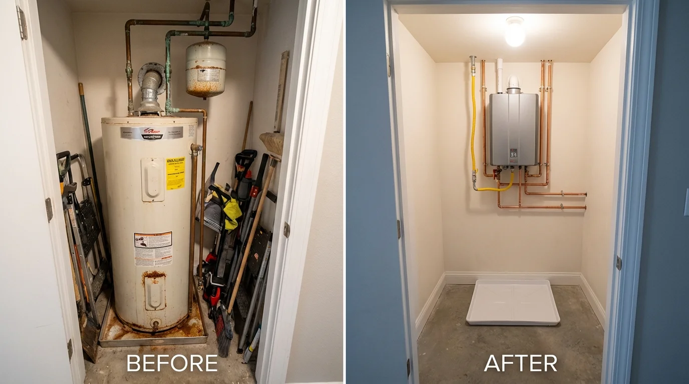 Tank water heater versus wall-mounted tankless unit comparison for Waldo, AR homeowners