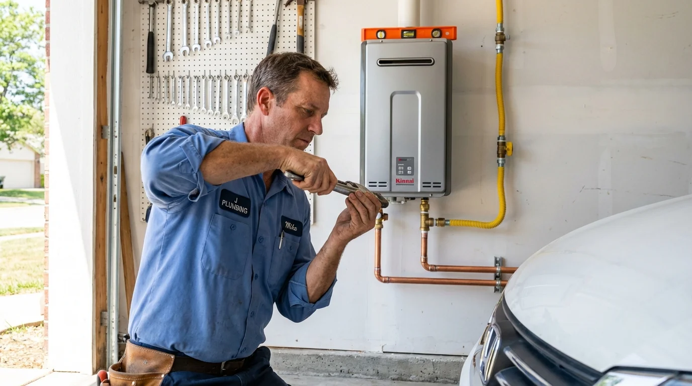 Tankless water heater installation by a Johns Plumbing LLC plumber in Waldo